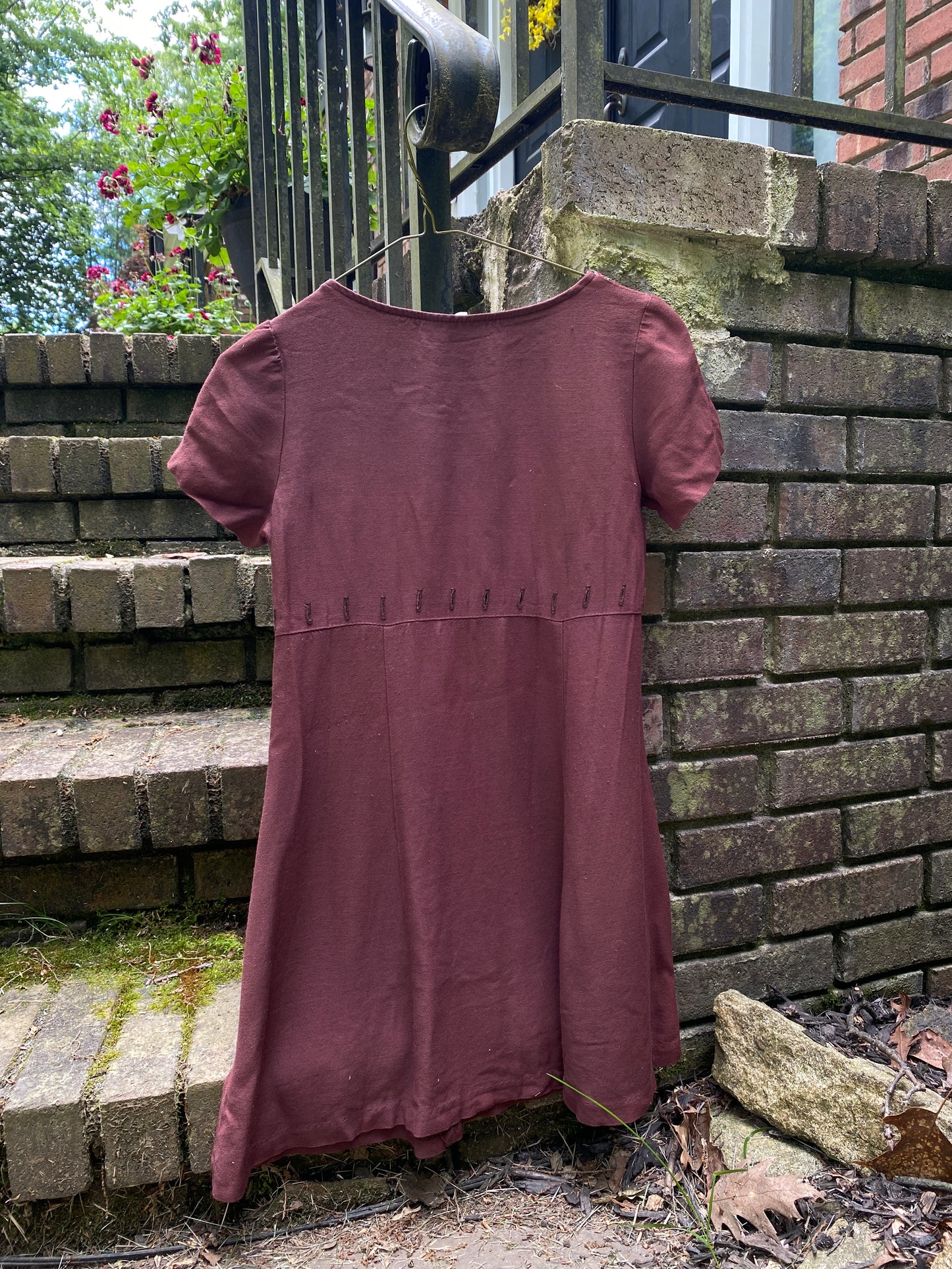 Floral Embroidered Brown Dress