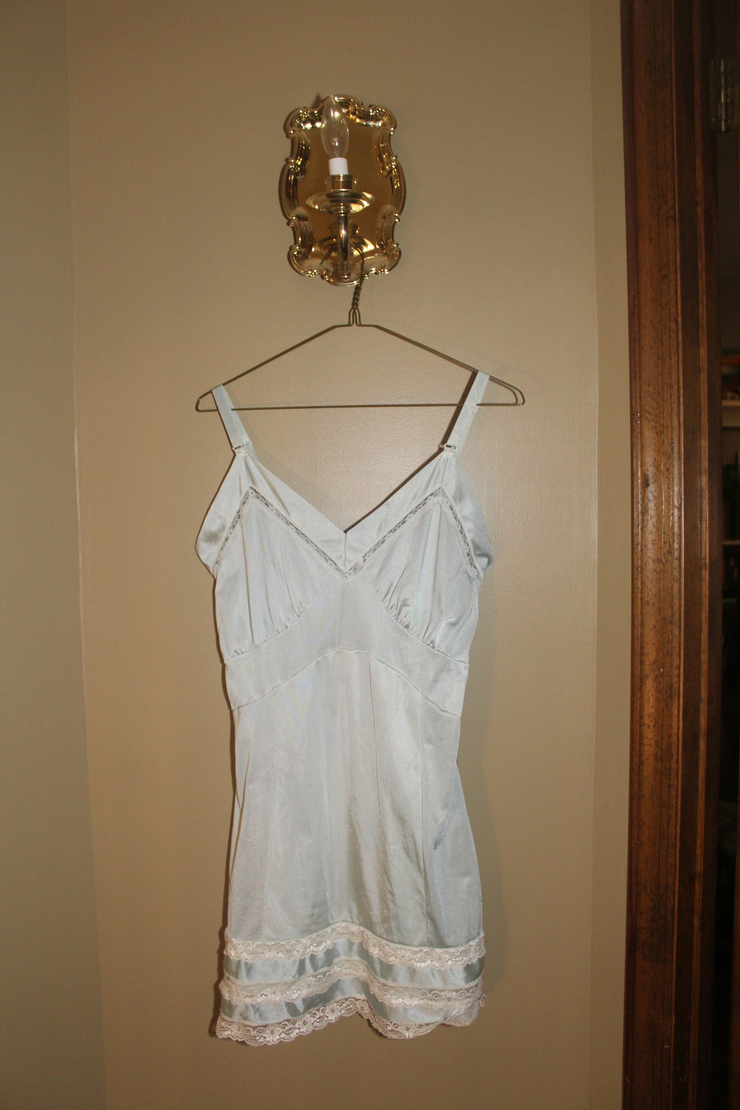 Lacy Seafoam Slip Dress