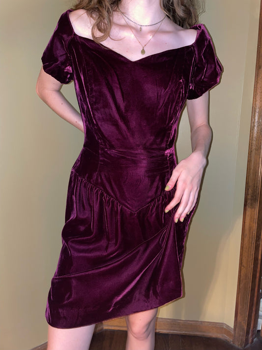 Lush Burgundy Velvet Dress