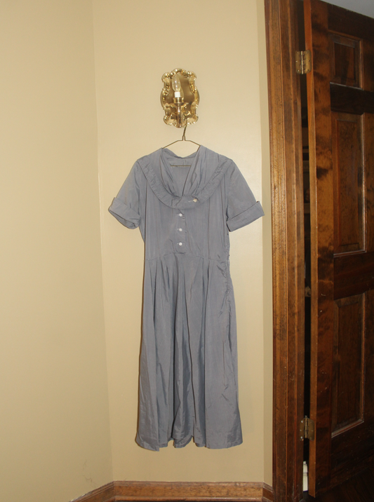 1940s Slate Grey Day Dress