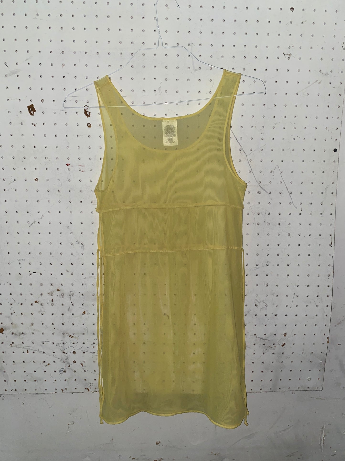 Yellow Mesh Swim Coverup Dress