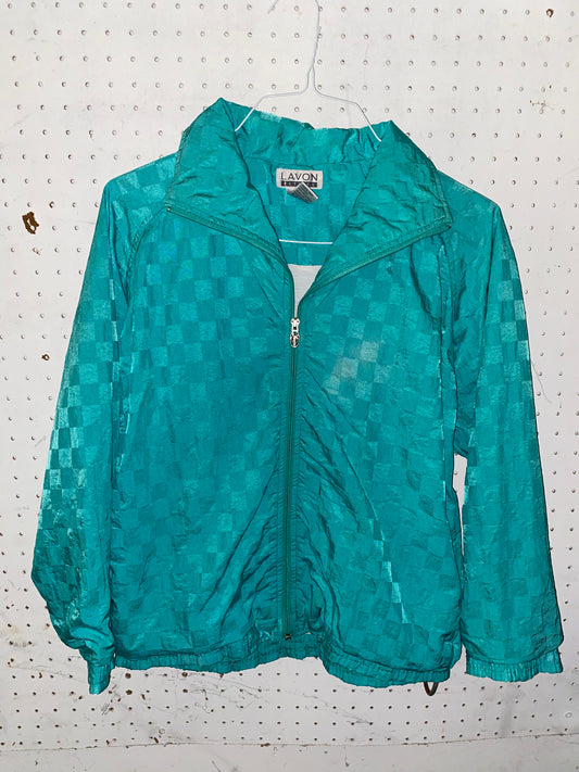 Teal Checker Bomber Jacket