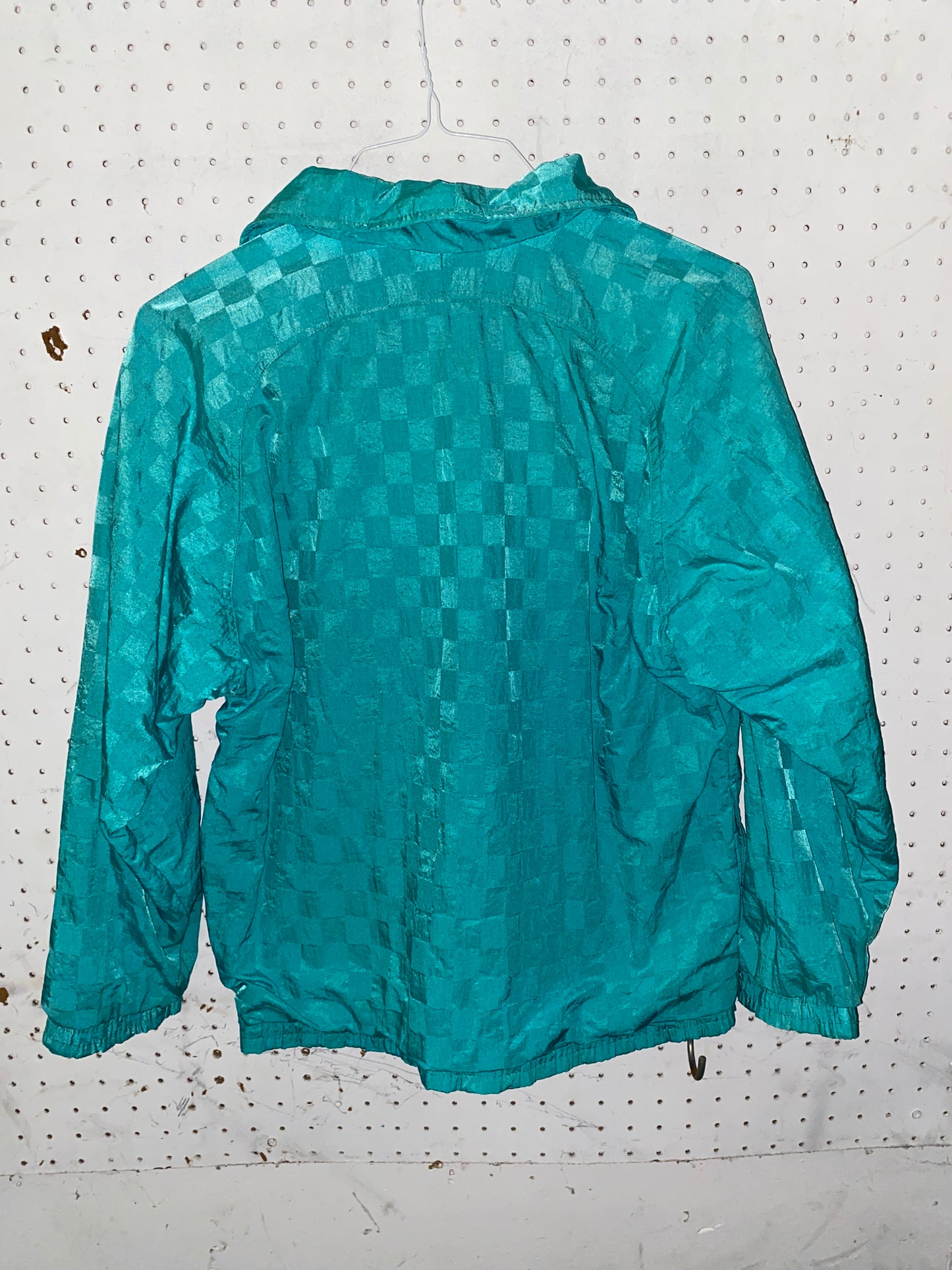 Teal Checker Bomber Jacket