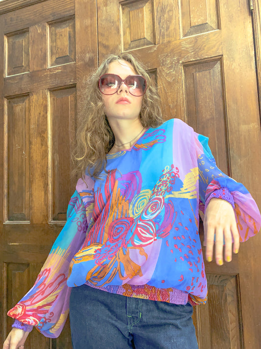 Colorful Abstract Print Blouse