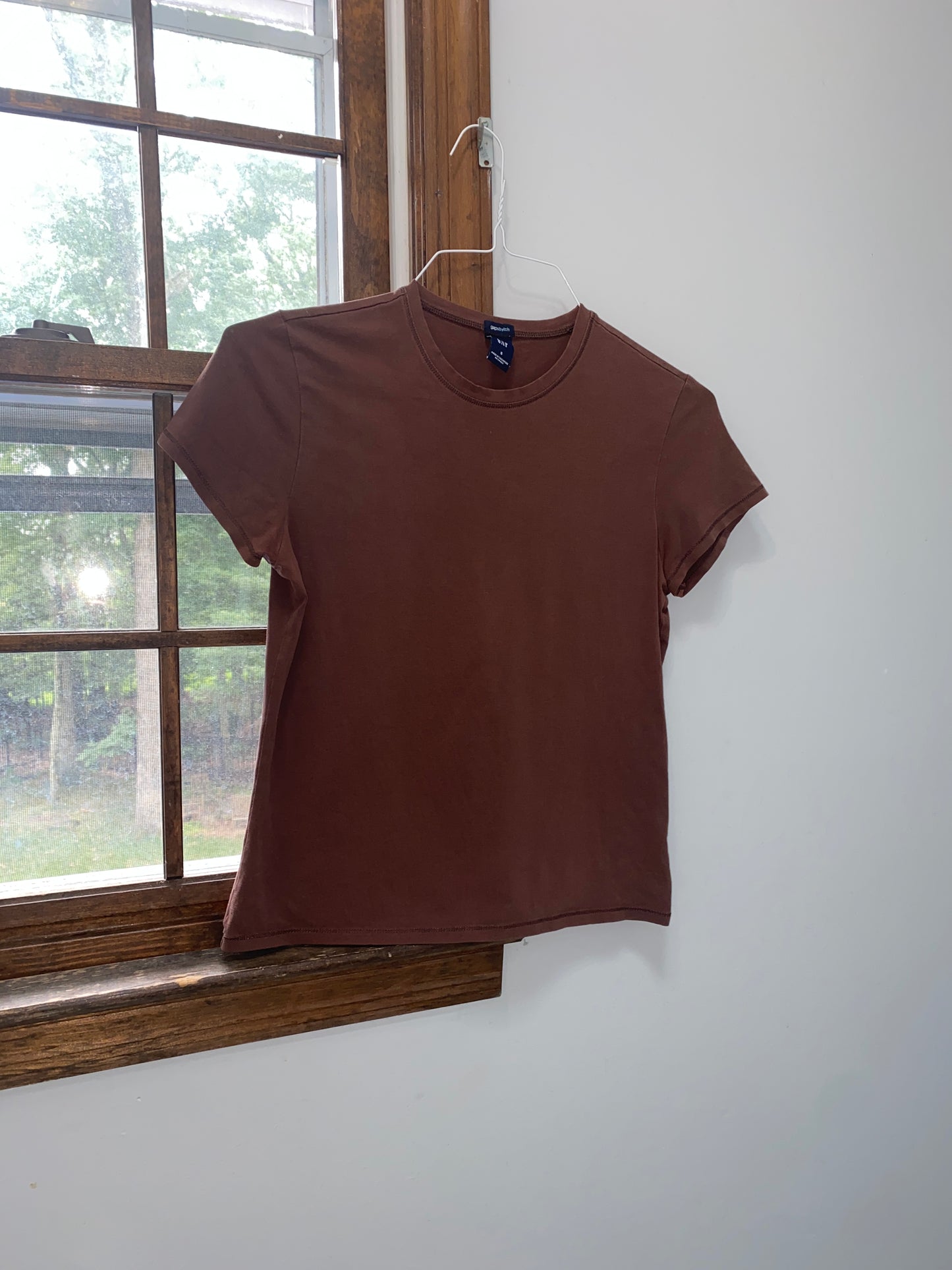 Stretchy Short Sleeve Brown Tee