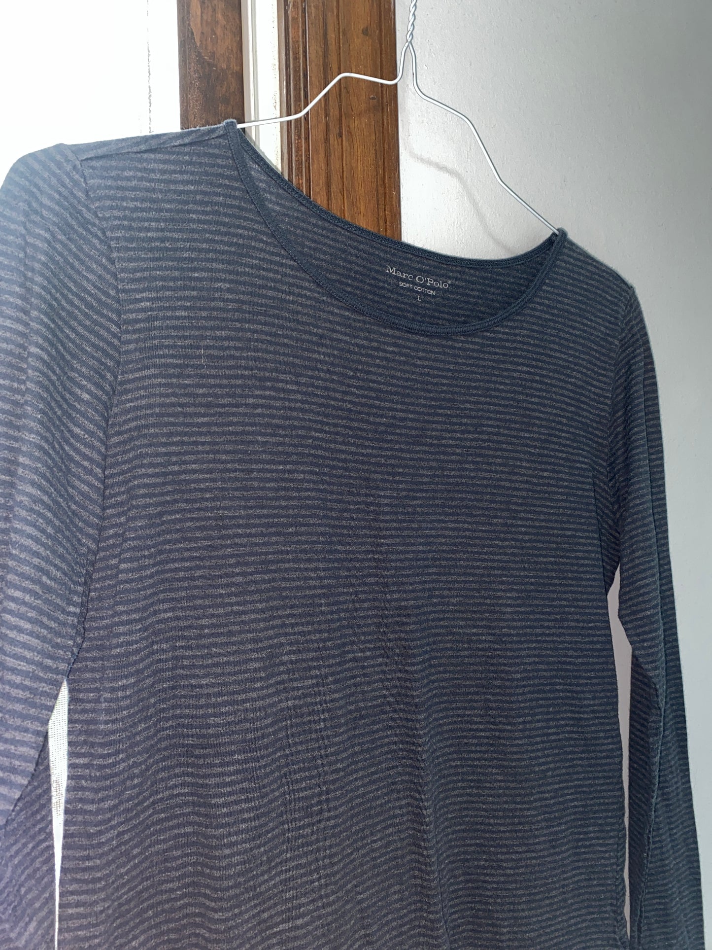 Grey Striped Long Sleeve Top