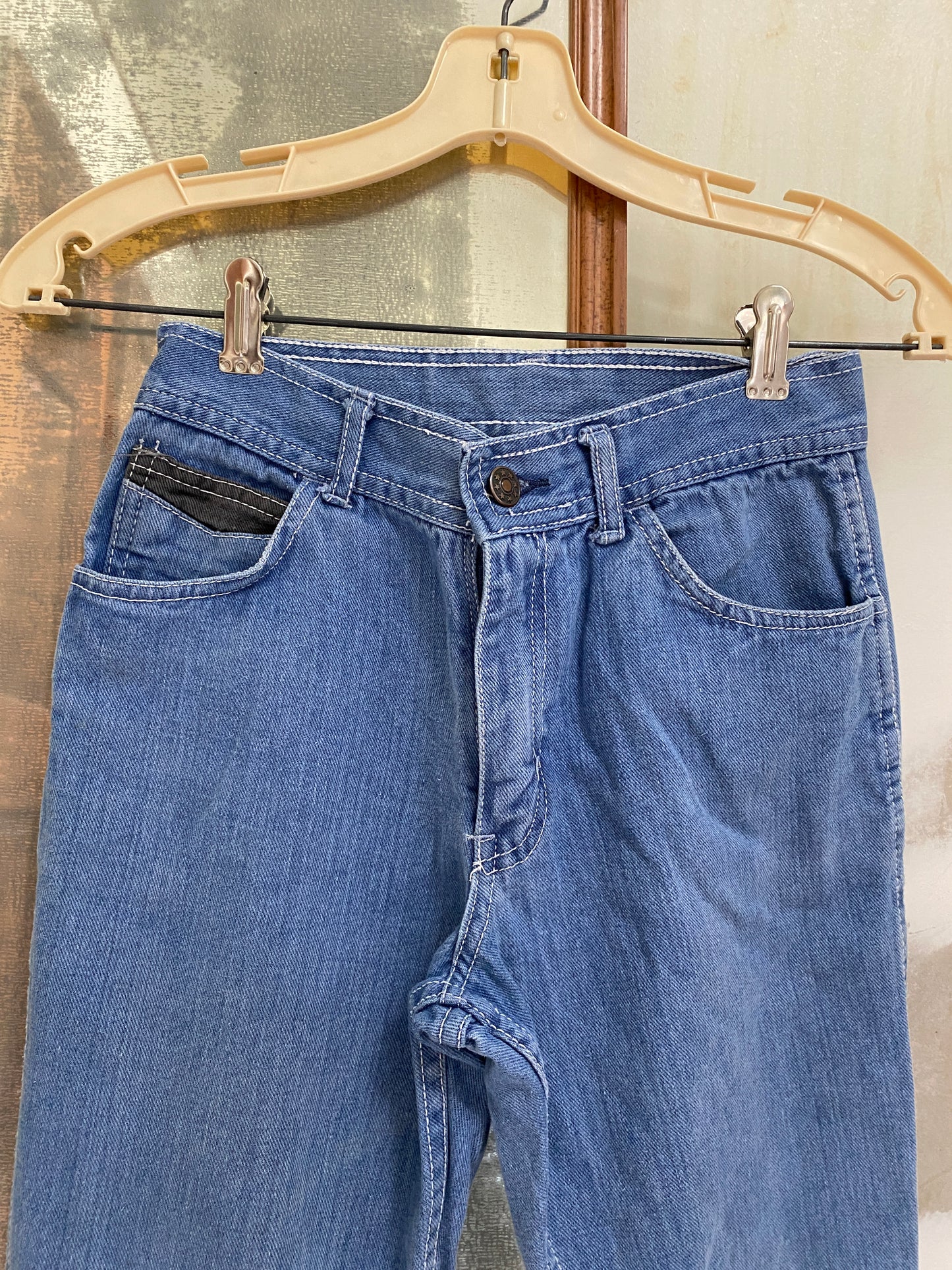 Bell Bottom Jeans with Colorblocked Pockets