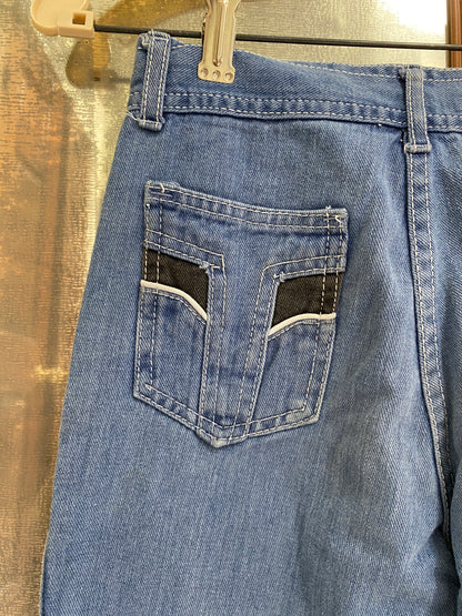 Bell Bottom Jeans with Colorblocked Pockets