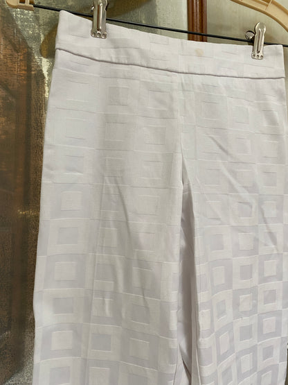 White Square Pattern Trousers