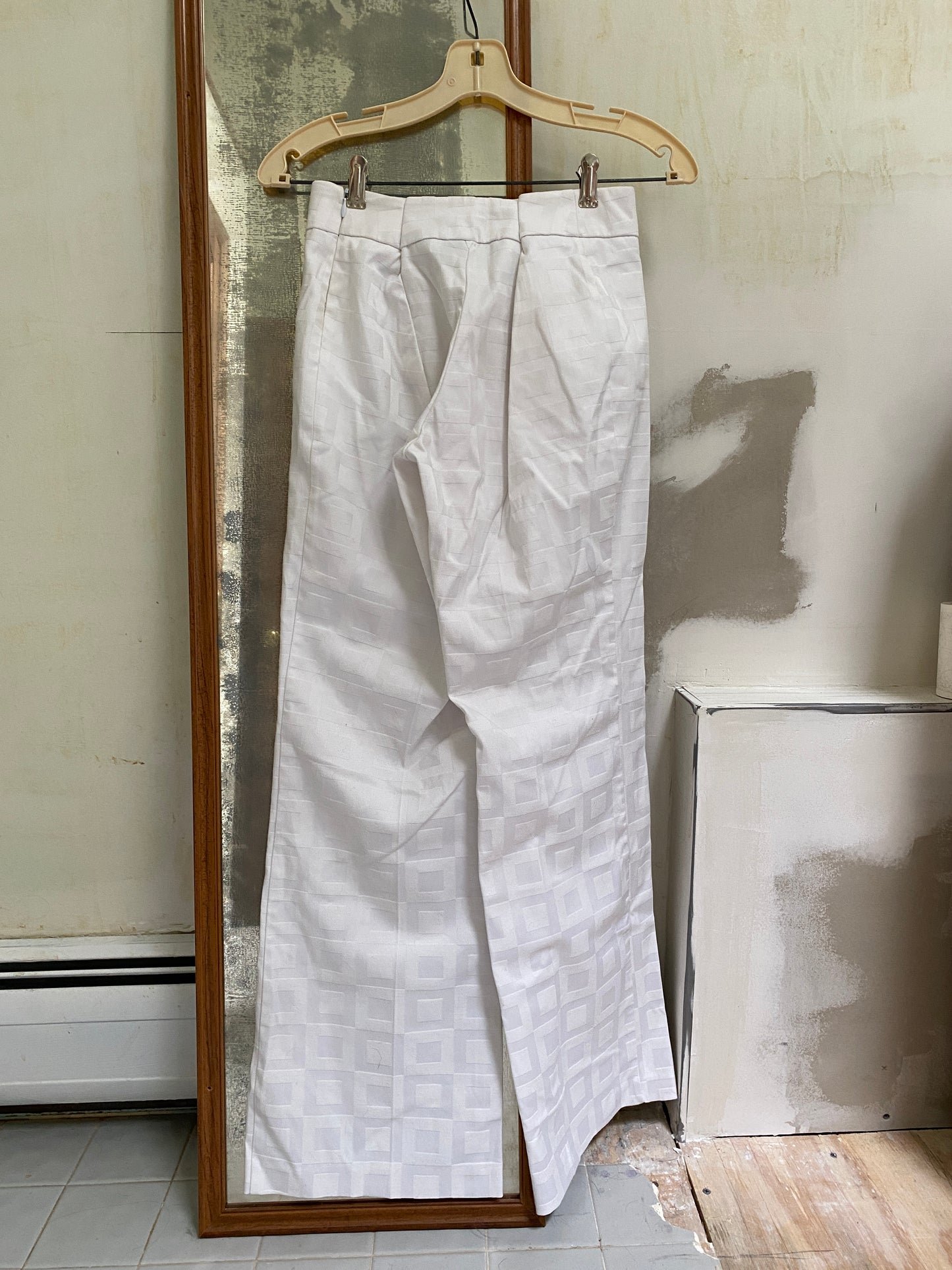 White Square Pattern Trousers