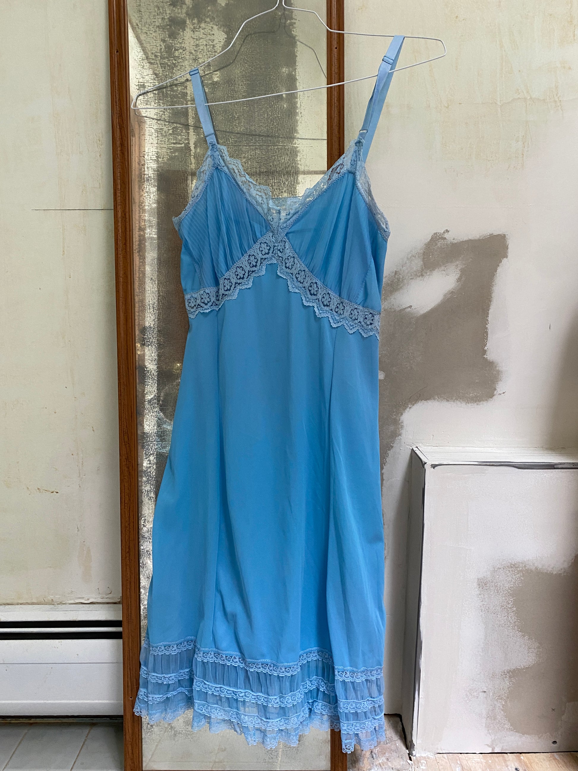 Blue Lacy Slip Dress Teklave Blue Lacy Slip Dress Teklave