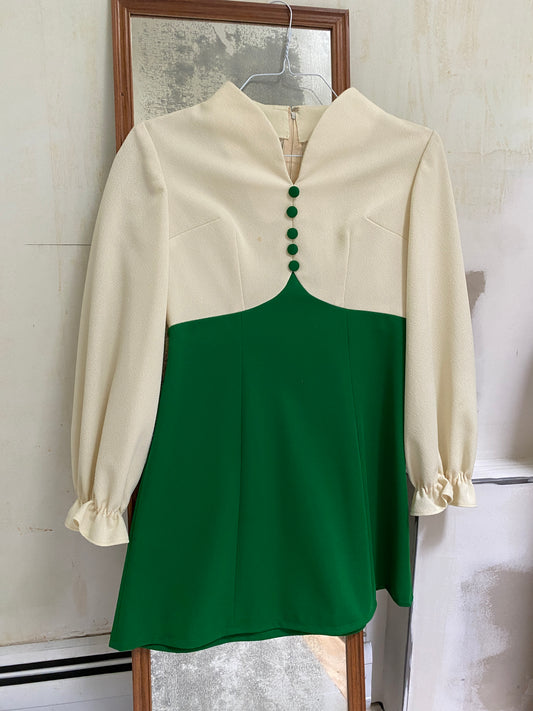 Handmade Green Puff Sleeve Dress