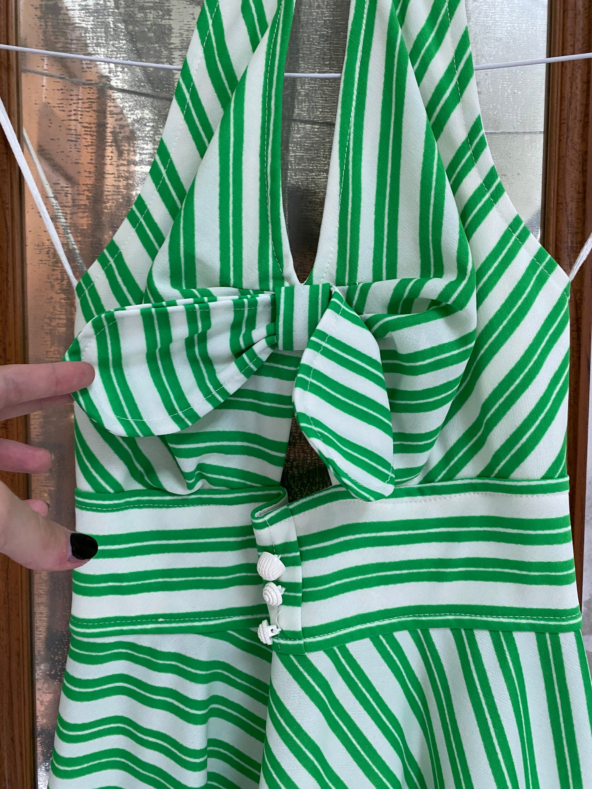 Green Stripe Halter Dress Teklave Green Stripe Halter Dress Teklave