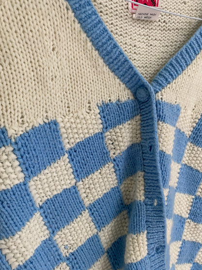 Blue & White Checker Cardigan