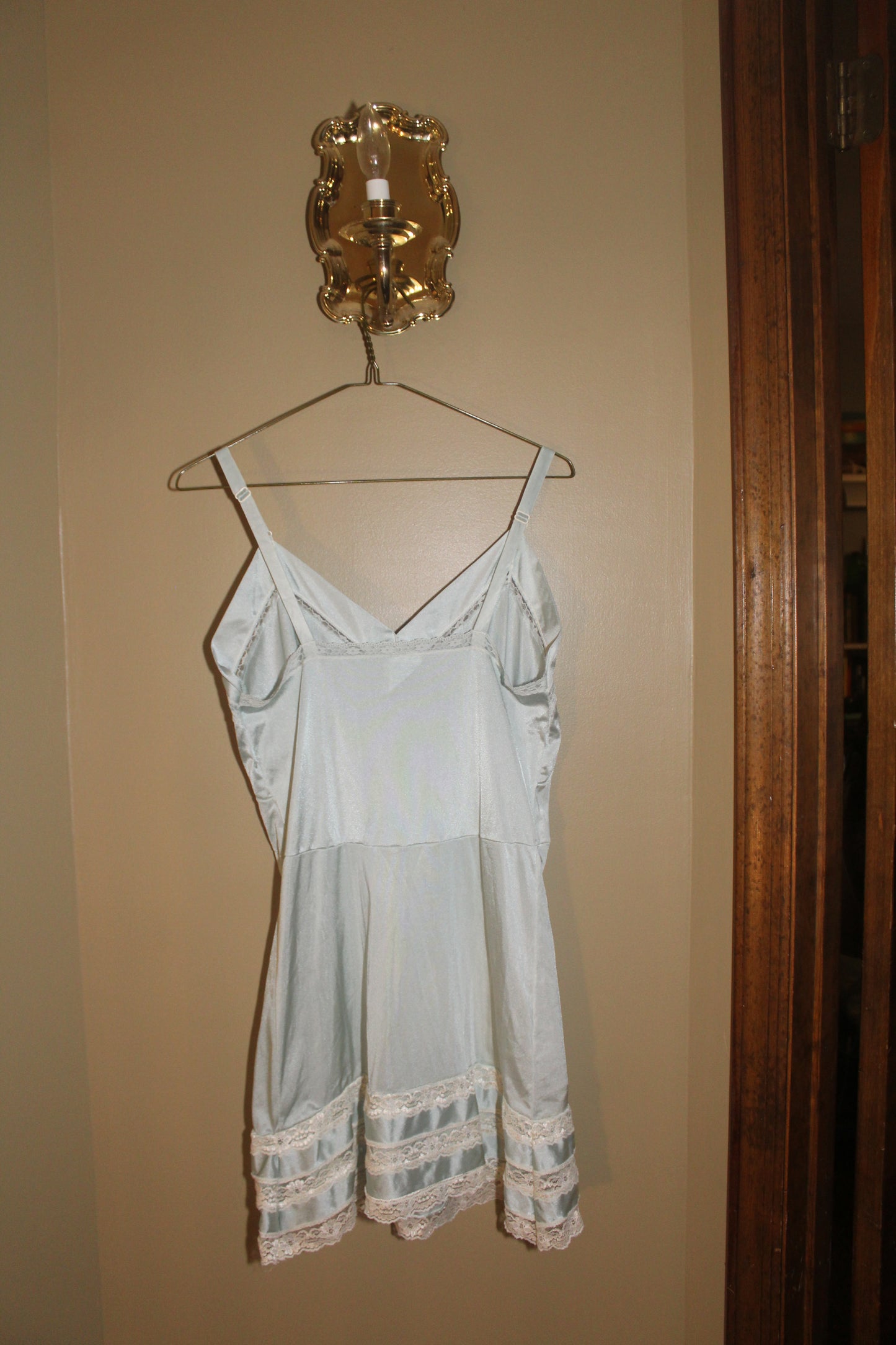 Lacy Seafoam Slip Dress